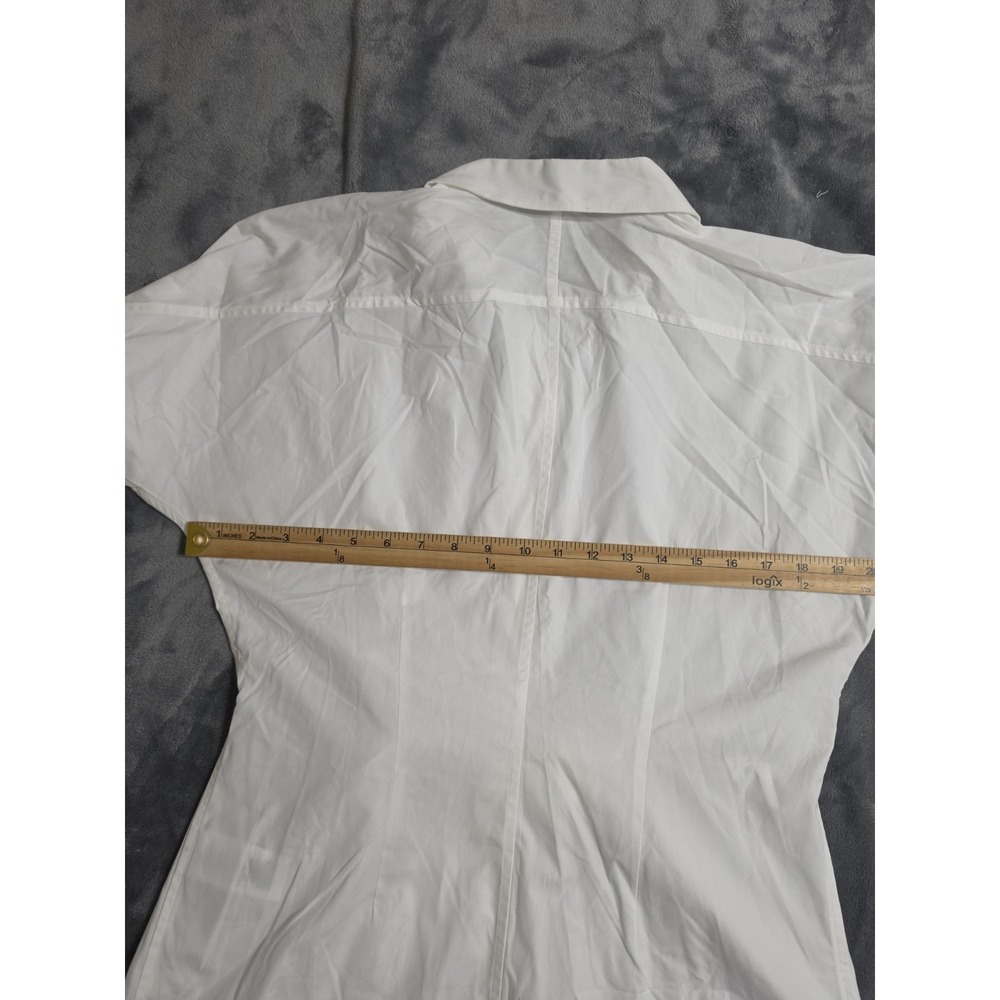 Ralph Lauren Black Label Business Tie Front White Cotton Button Up Shirt Women M - Picture 8 of 12